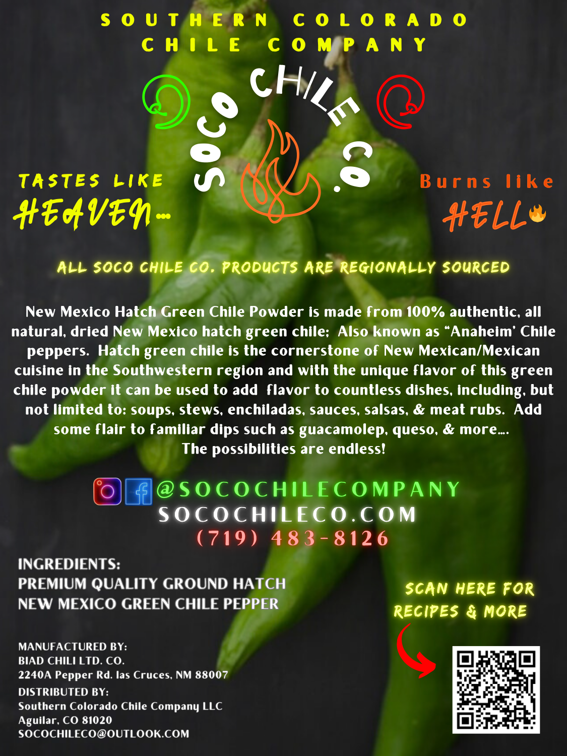 (XHOT)100% Authentic Pure New Mexico Hatch Green Chile Powder
